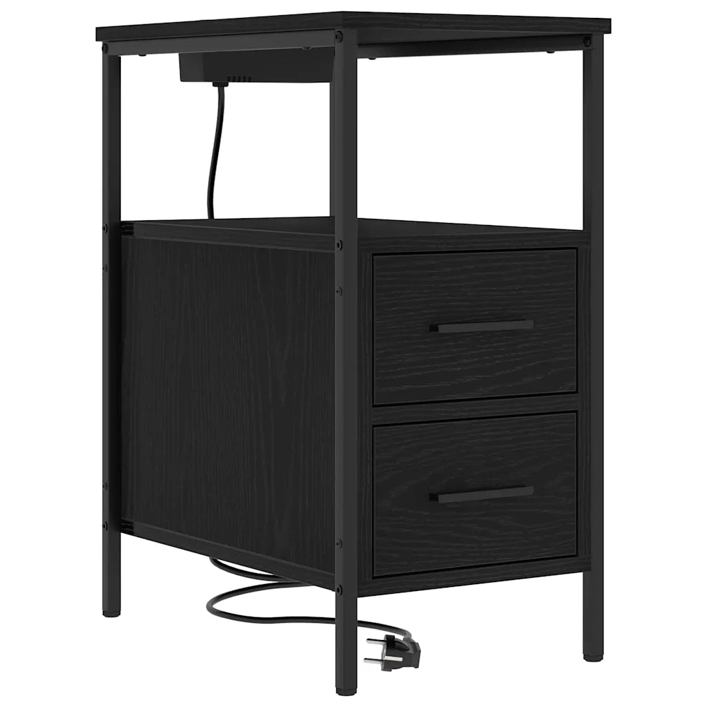 Armadio da Notte Rovere Nero 30 x 48 x 61 cm Legno multistrato 859410