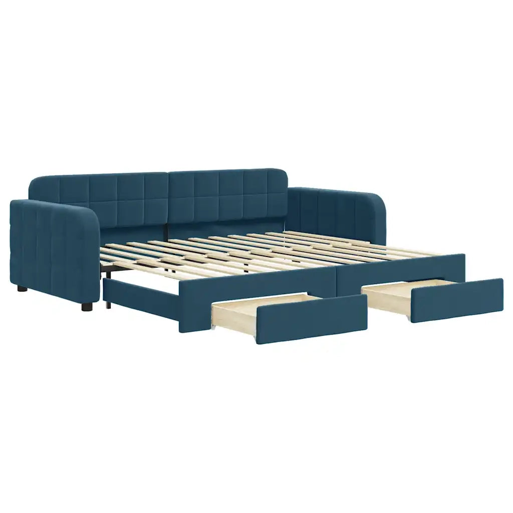 Divano Letto Estraibile con Cassetti-Sofa Letto-Daybed Blu 90x200 cm in Velluto 603490