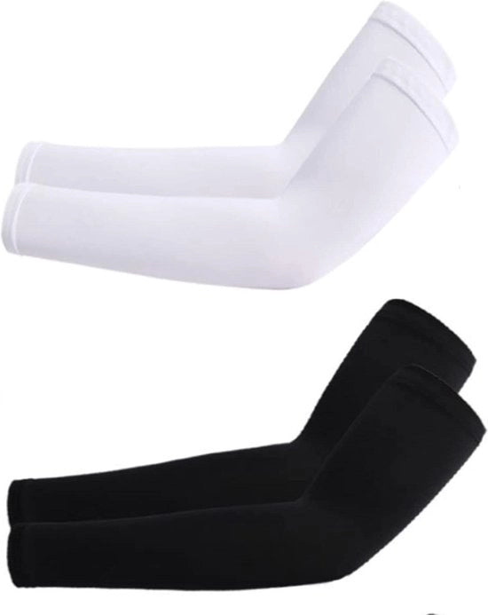 Mou flessibili per bicicletta con protezione UV, zonwering estiva per attività all'aperto - nero/bianco - sport estivi pallacanestro calcio golf - corsa camminata - unisex - 2 paia di maniche per gomiti