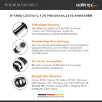 Teleobiettivo 650-1300mm 1:8-16 CSC compatibile con Pentax K – Zoom tele, focus manuale, per full-frame e APS-C – con coperchio e borsa di trasporto