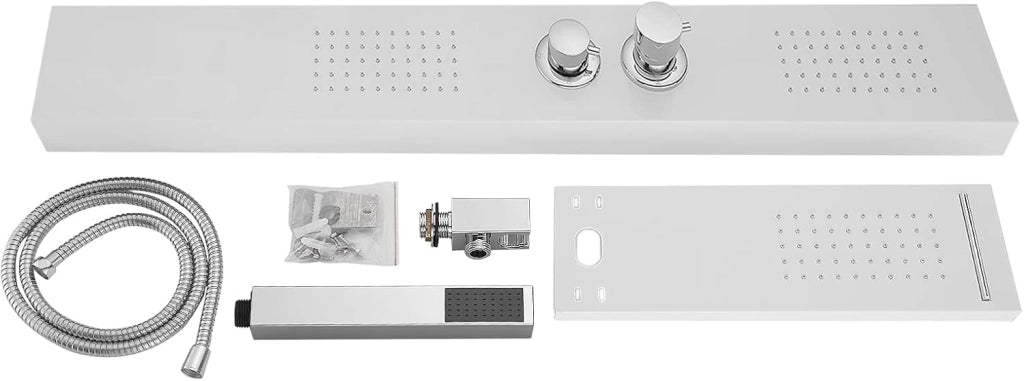 Colonna Doccia Pannello Doccia Multifunzione 4 in 1 in Acciaio Inox 304 con Doccia a Pioggia Doccetta Doccia Idromassaggio Doccia a Cascata, Bianco
