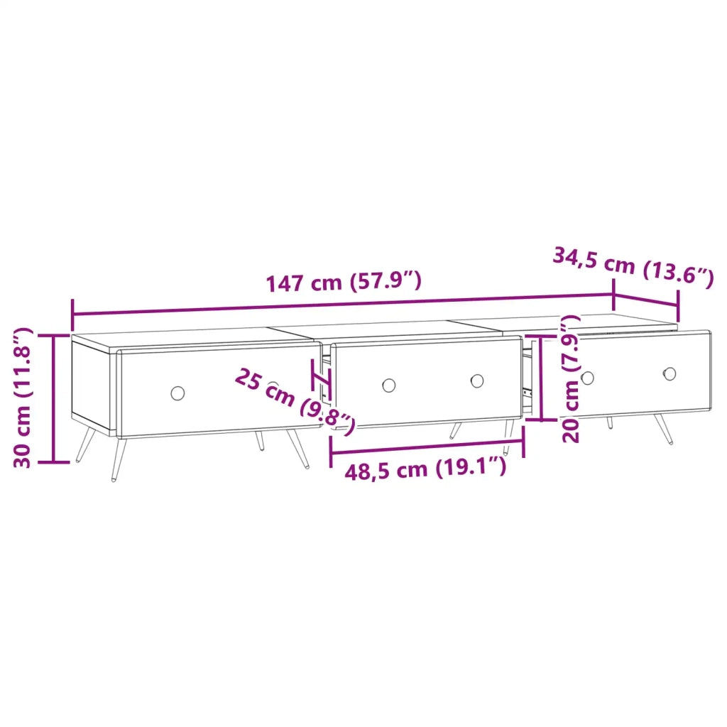 Mobile TV Bianco Lucido 147 x 34,5 x 30 cm Legno ingegnerizzato