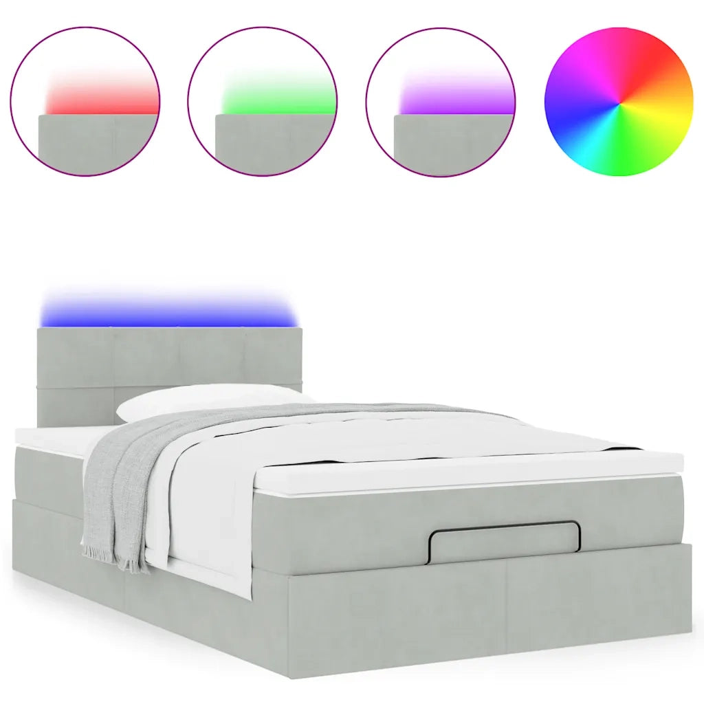 Pouf Letto con Materasso e LED Grigio Chiaro 120x190cm Velluto 3312608