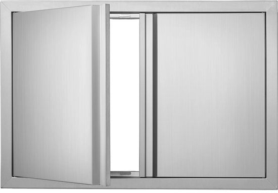 Porta di accesso per barbecue 774x532 mm, installazione in acciaio inossidabile per cucina all'aperto, isola barbecue, stazione barbecue, porta verticale con maniglie integrate.
