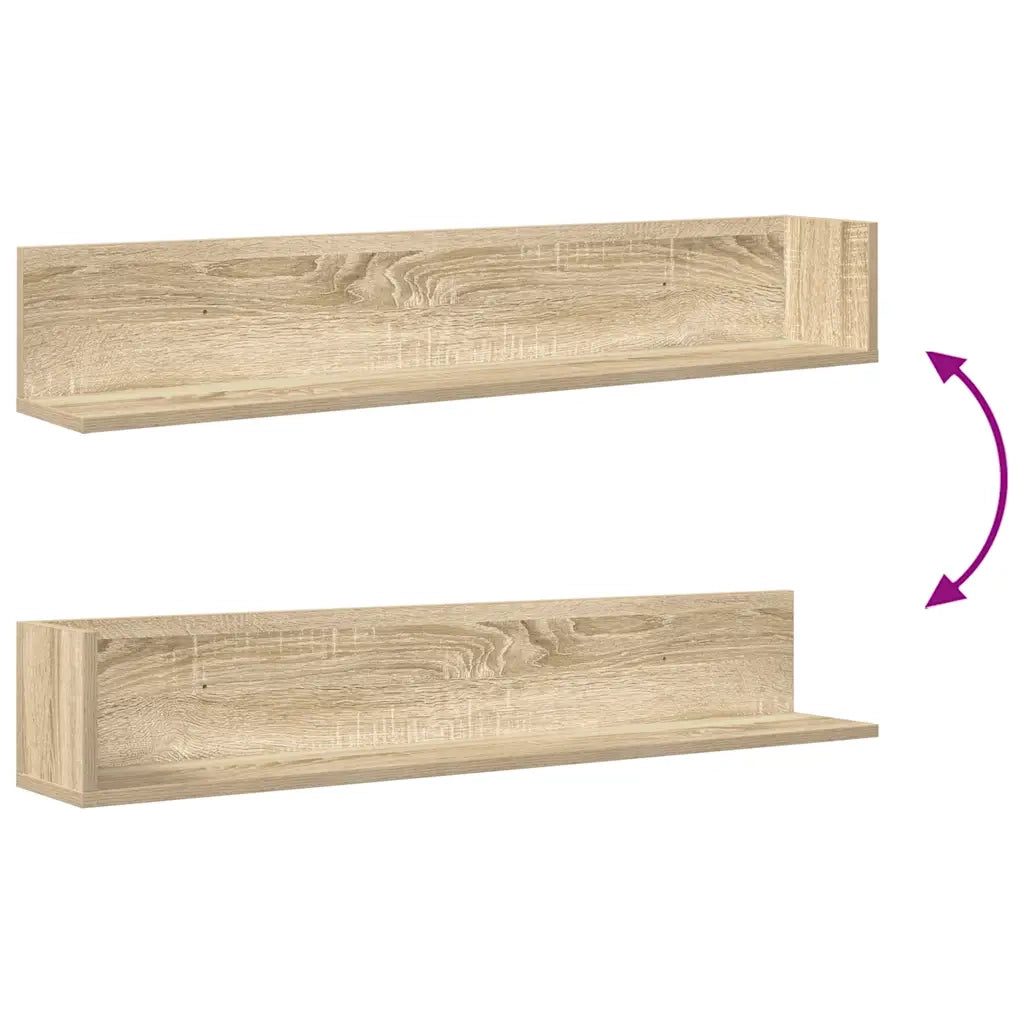 Mensole Parete 2pz Rovere Sonoma 100x16,5x16,5 cm in Truciolato 860042