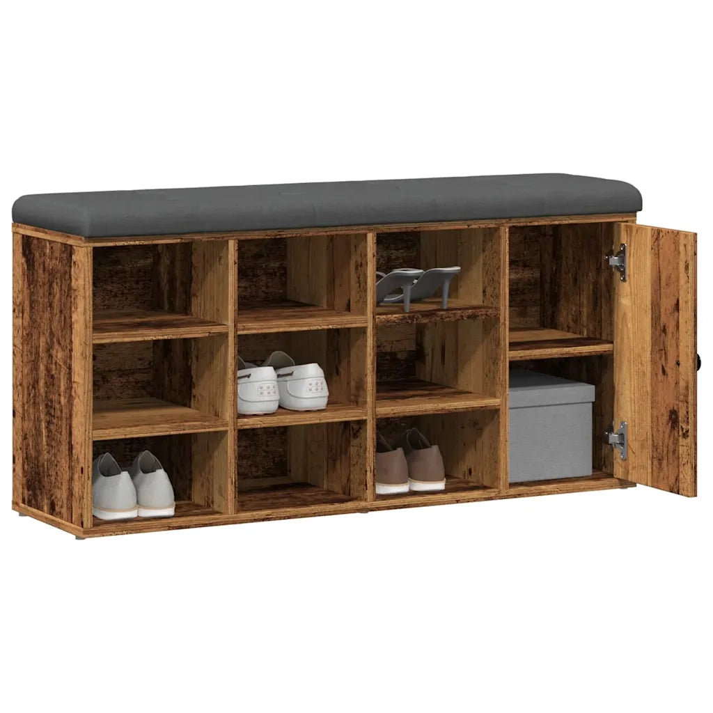 vidaXL Panca Porta Scarpe Legno Antico 102x32x50 cm Legno Multistrato