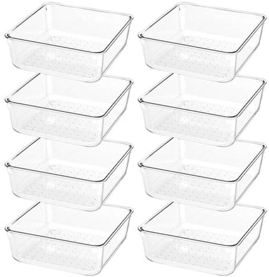 Organizzatore di carico trasparente 8 pezzi - Scatola multifunzionale per cucina, bagno e ufficio