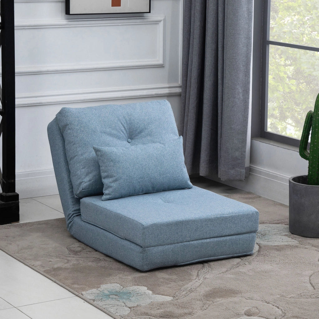 Poltrona letto imbottita con cuscino e schienale regolabile ¨C zephmum ¨C blu