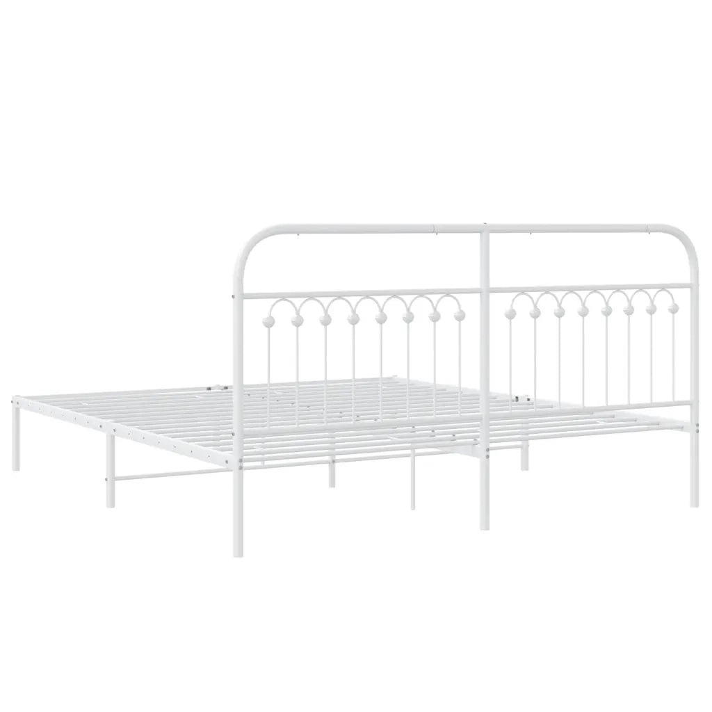 Giroletto con Testiera-Struttura Letto con testiera Metallo Bianco 183x203 cm