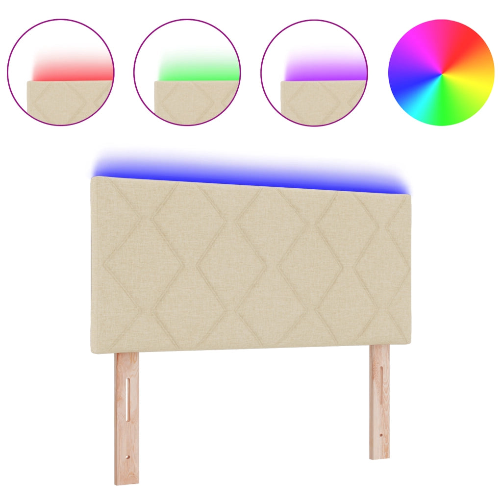 Testiera LED Design a Blocchi di Diamante Crema 100 cm Tessuto