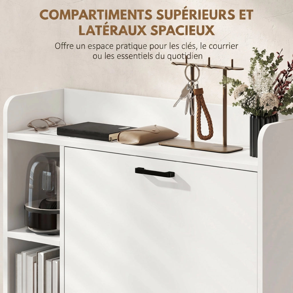 Scarpiera con 2 cassetti ¨C zephmum ¨C 83x24x90.5cm, bianco