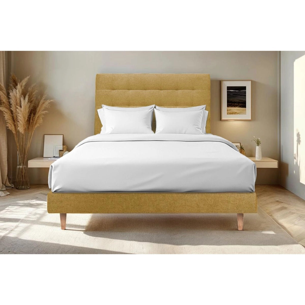 Letto 150x190 cm con testata imbottita - Tessuto Tela opaca