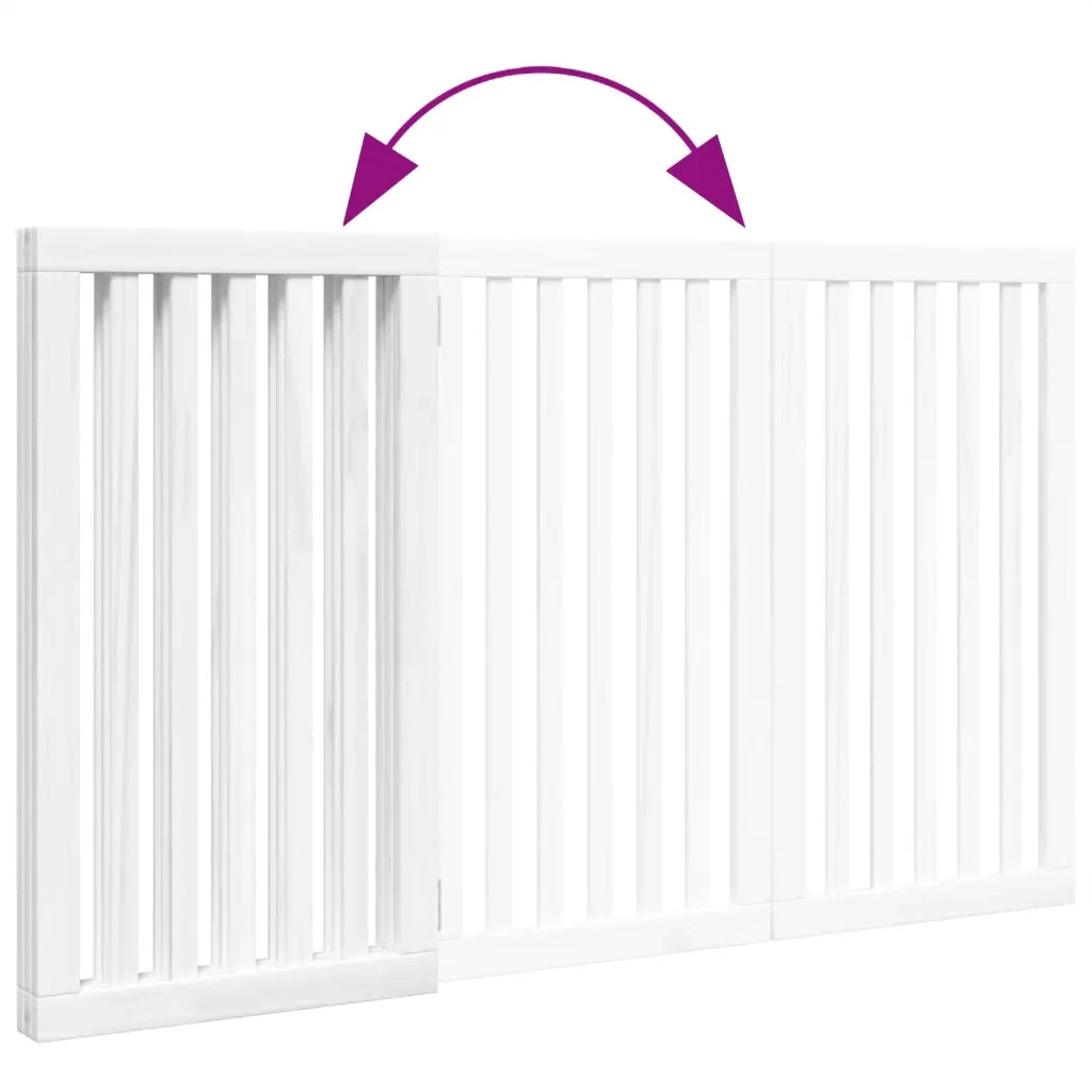 Cancello per Cani Pieghevole 3 Pannelli Bianco 150 cm Pioppo