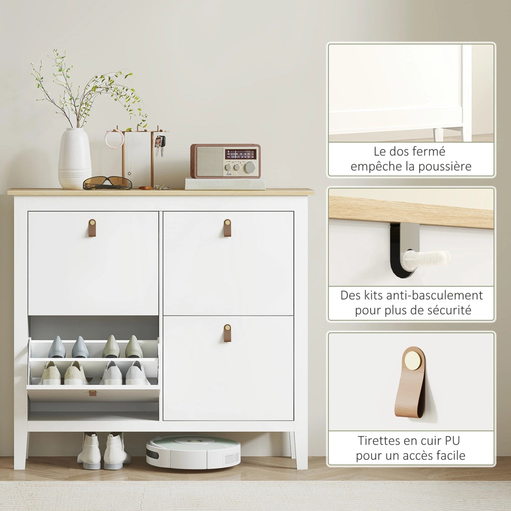Scarpiera con cassetti e ante ¨C zephmum ¨C bianco 80x40x105 cm