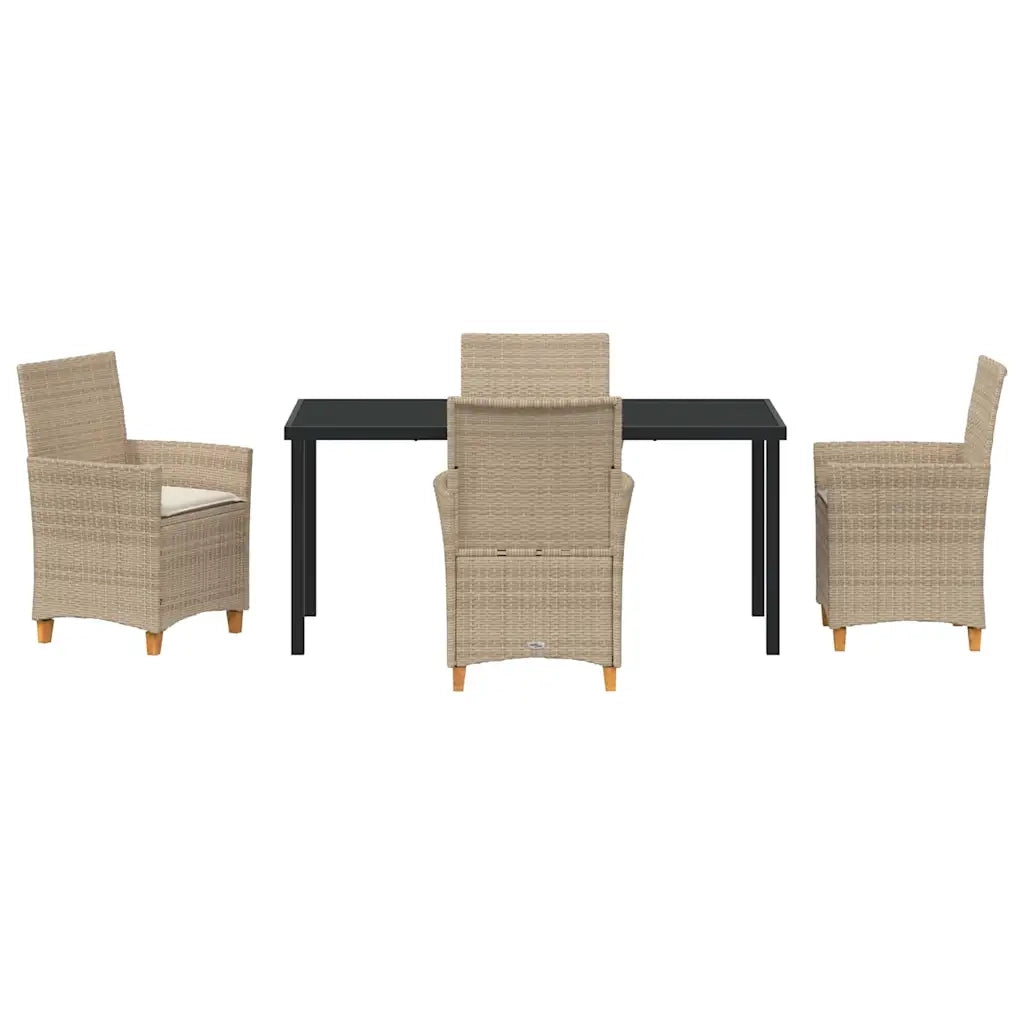 Set da Pranzo per Giardino 5 pcs Beige polyrattan 3381082