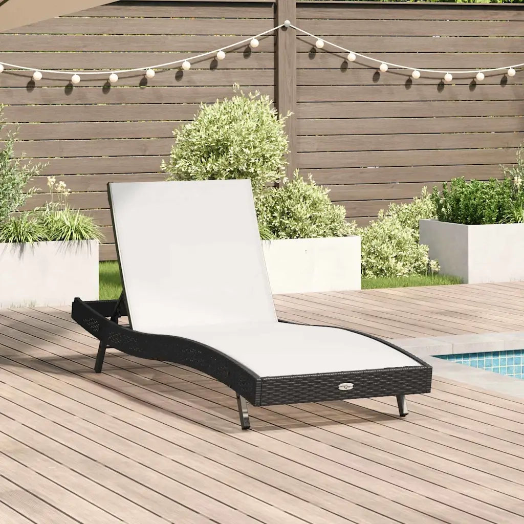 Lettino da Lettino sole | Sdraio da giardino | Lettino da sole Nero e Bianco 197 x 70 x 82 cm polyrattan