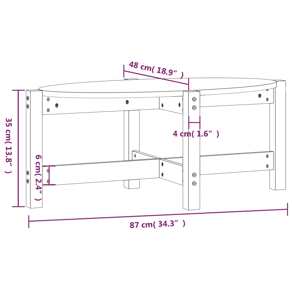 Tavolino da Salotto Grigio 87x48x35cm in Legno Massello di Pino cod mxl 6751