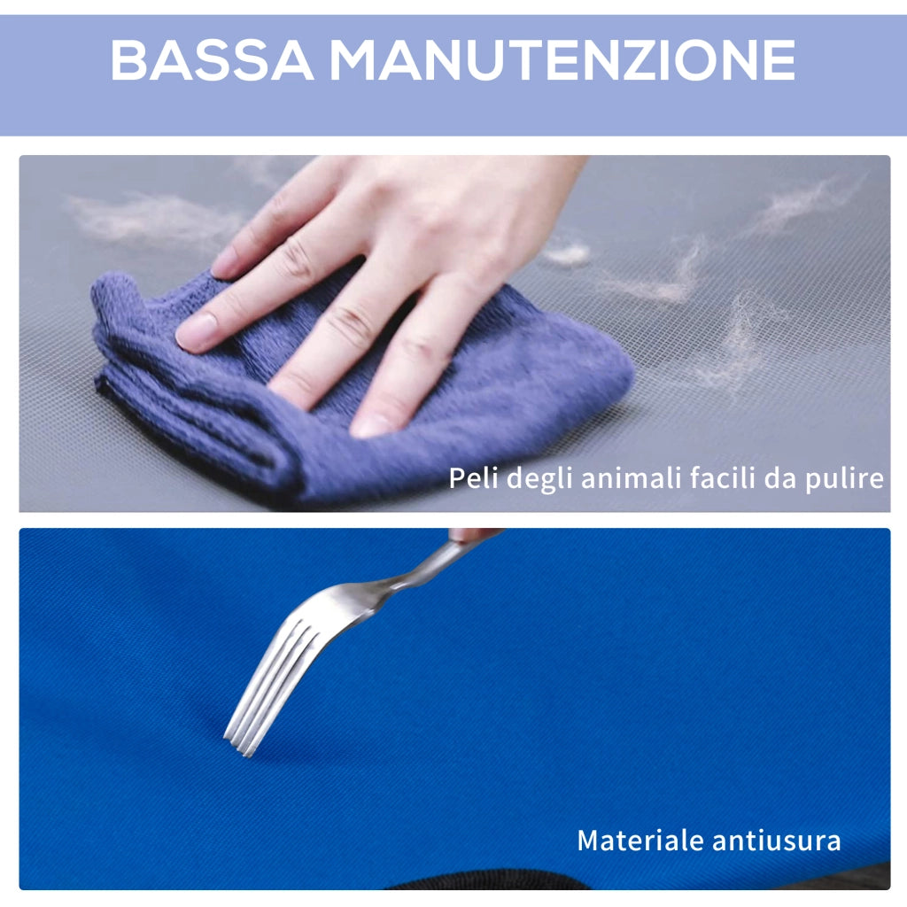 EasyComfort Brandina per Cani Taglia Piccola Pieghevole per Interno ed Esterno, Lettino per Cani Rialzato, in Acciaio e Tessuto Oxford, 71x58x20 cm, Blu