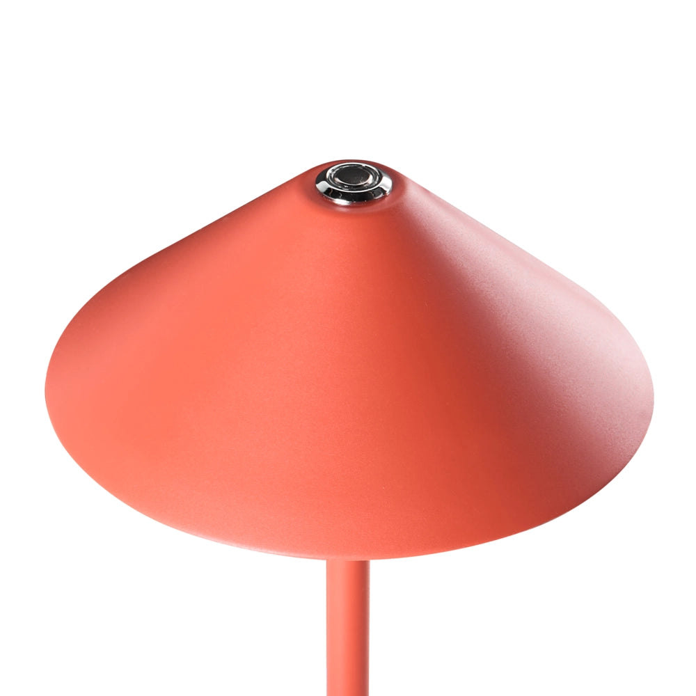 Lampada da tavolo wireless in metallo rosso per interni ed esterni con porta USB C ricaricabile