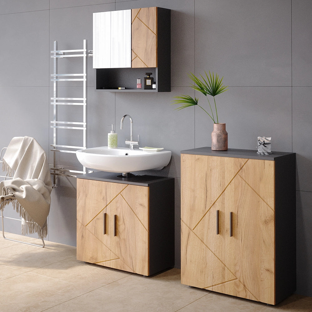 Vicco Specchio contenitore bagno Quercia dorata/antracite 54 x 55 cm