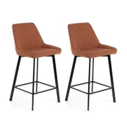 E-STYLO Sgabello da cucina in tessuto ruggine con gambe nere, imbottito con poggiapiedi, 50cm X 44cm H. 94cm.