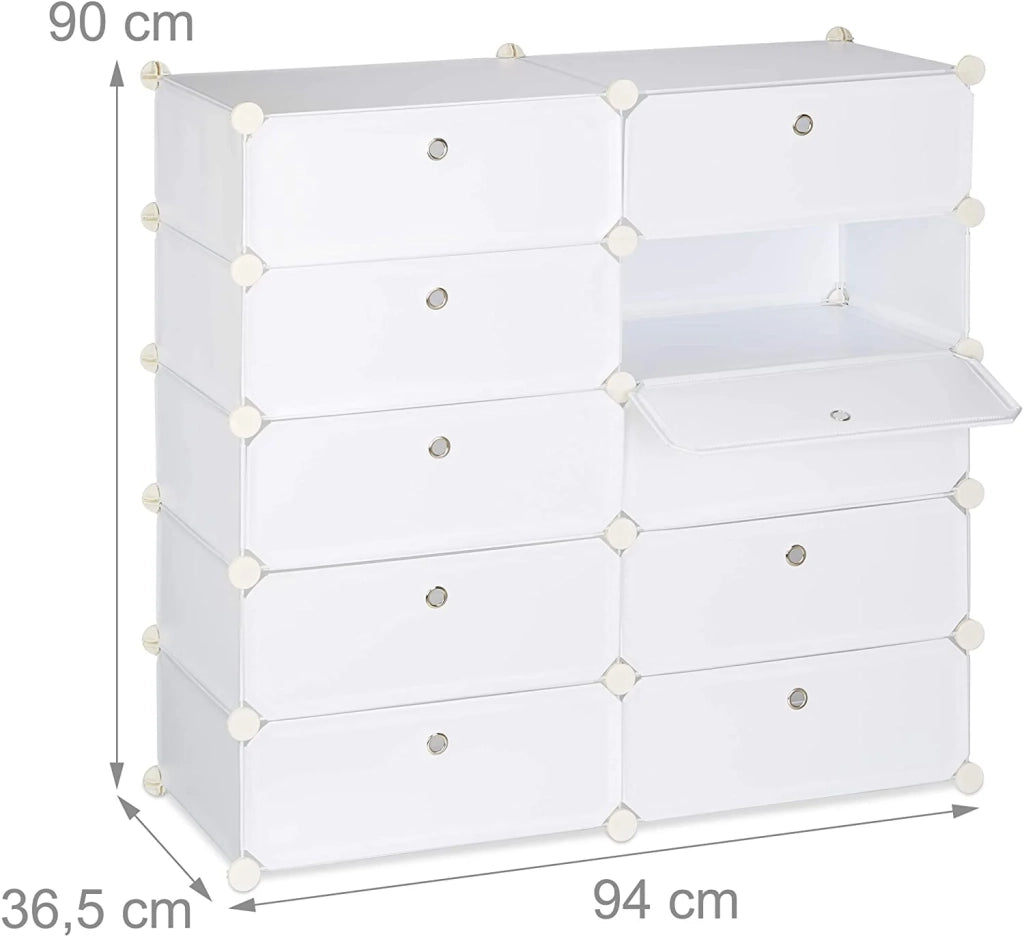 Scarpiera con ripiano contenitore 10 scomparti 20 paia 90 cm bianco 13_0001633_2