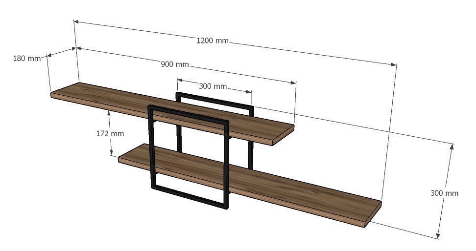 Mensola da parete in legno "Mone" - 120 x 18 x 30 cm - Pino Atlantico