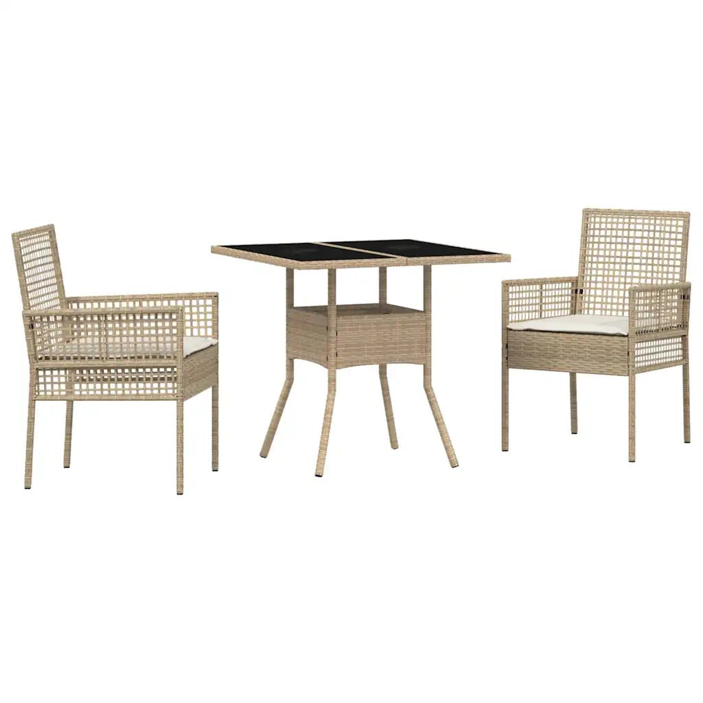 Set da Pranzo per Giardino 3 pcs Beige polyrattan 3334931