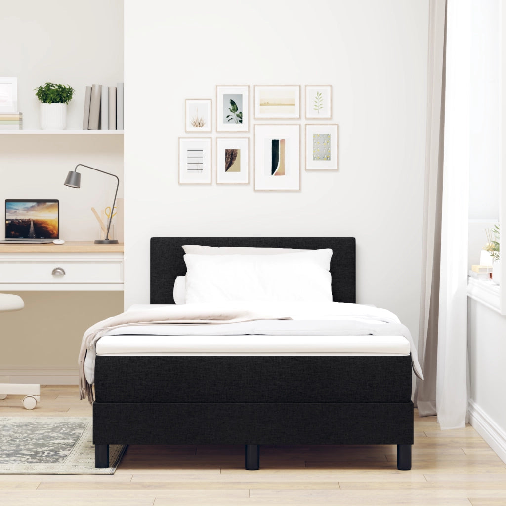 Letto box spring con materasso e illuminazione LED nera 120x190 cm tessuto