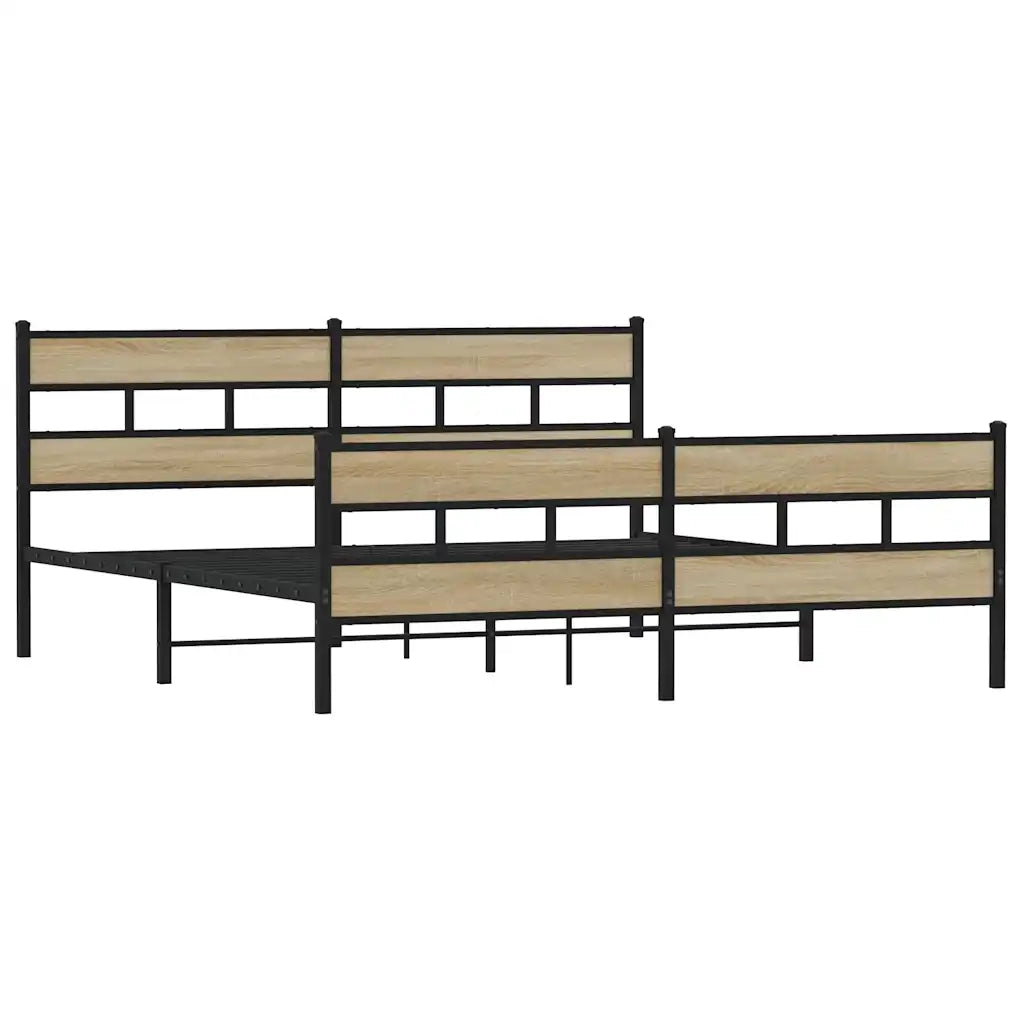 vidaXL Giroletto senza Materaso in Metallo Rovere Sonoma 193x203 cm