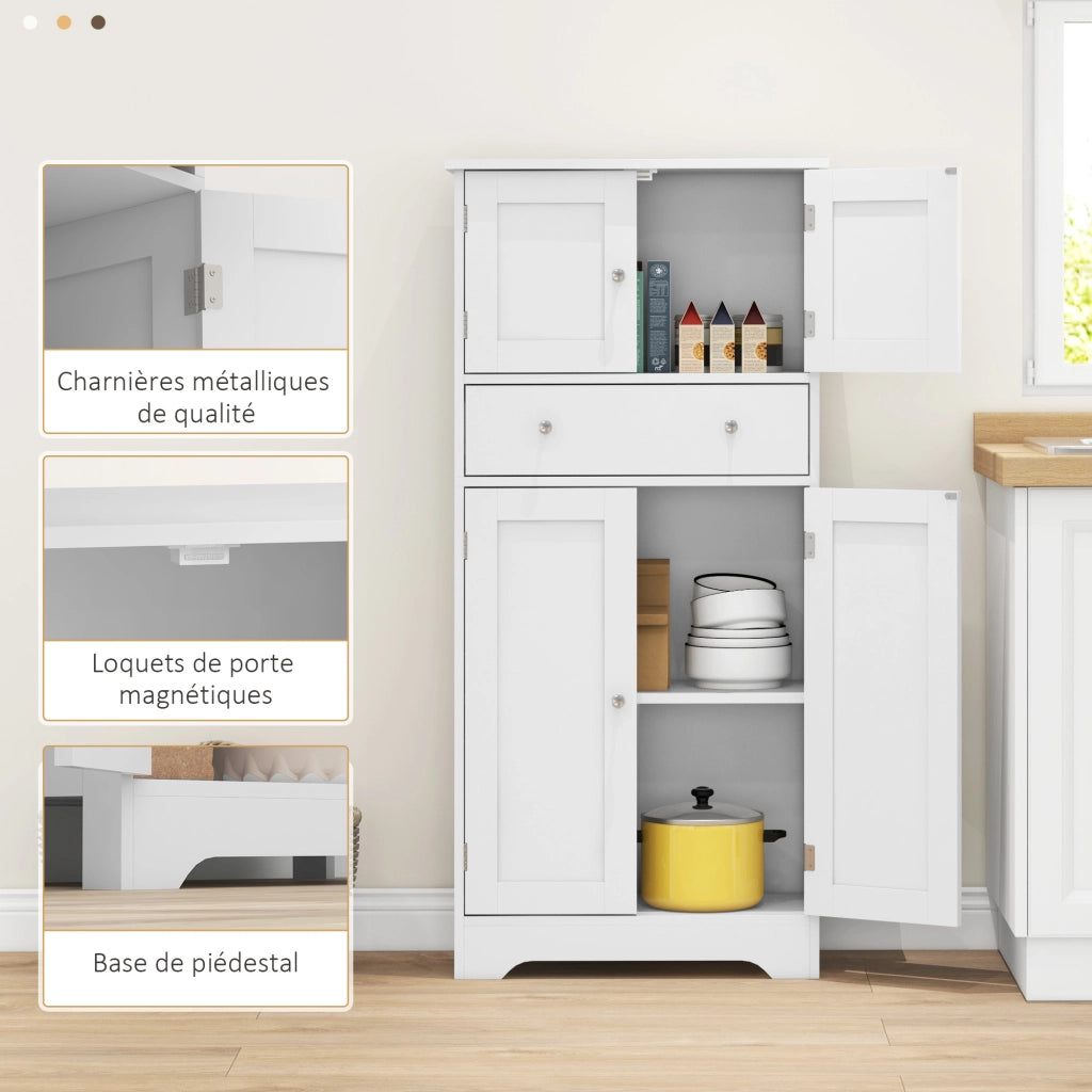 Armadio Cucina con Ante, Ripiani Regolabili e Cassetto ¨C Zephmum ¨C Bianco 60x30x128 cm