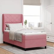 Letto a Box con Materasso Rosa 90x200 cm in Velluto