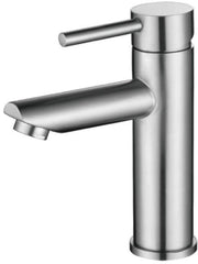 Wastafelkraan a doppio funzione con scarico ad altezza 8,5 cm in acciaio inossidabile liscio