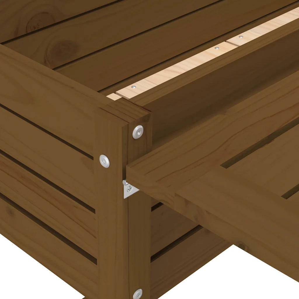 Fioriera | Cassetta per fiori | Vaso da Giardino Piano Pieghevole Ambra Legno Massello Pino