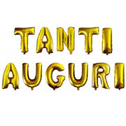 Trade Shop - Festone Palloncino Tanti Auguri Con Cannuccia Per Gonfiare 45cm Oro Argento 11 Palloncini - Oro