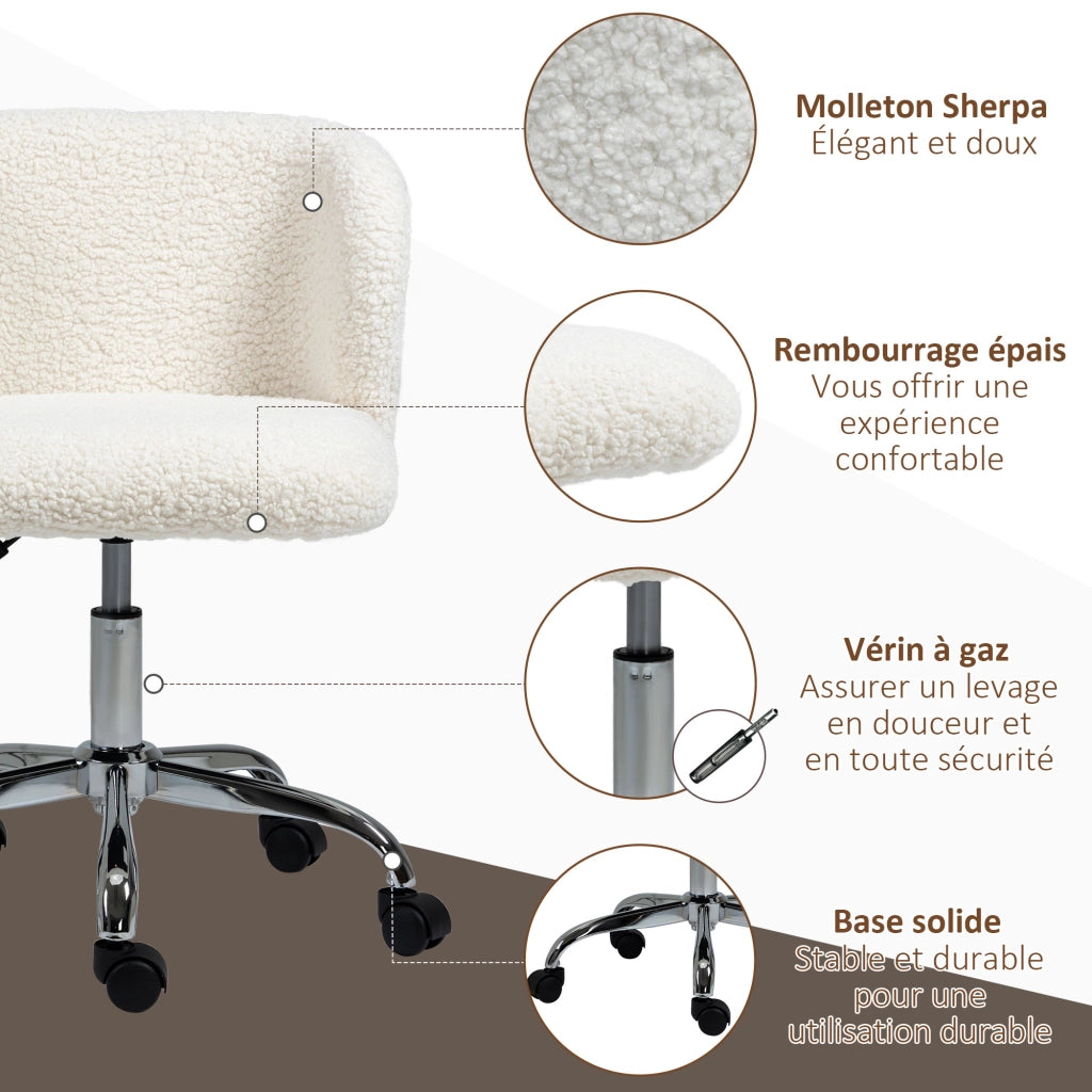 Sedia da ufficio senza braccioli in tessuto altezza regolabile ¨C zephmum ¨C bianco
