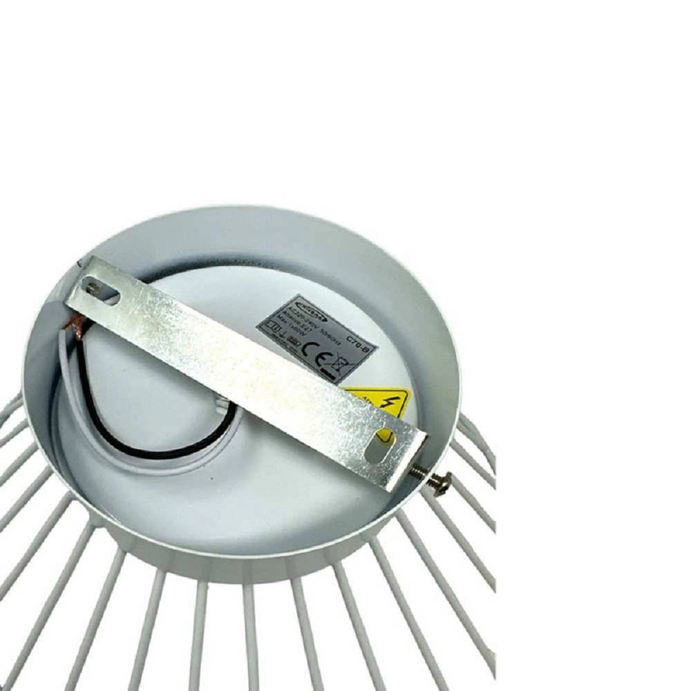 Trade Shop - Plafoniera Paralume Metallo Lampadario Lampada E27 Decorativa Contemporanea C70 - Bianco