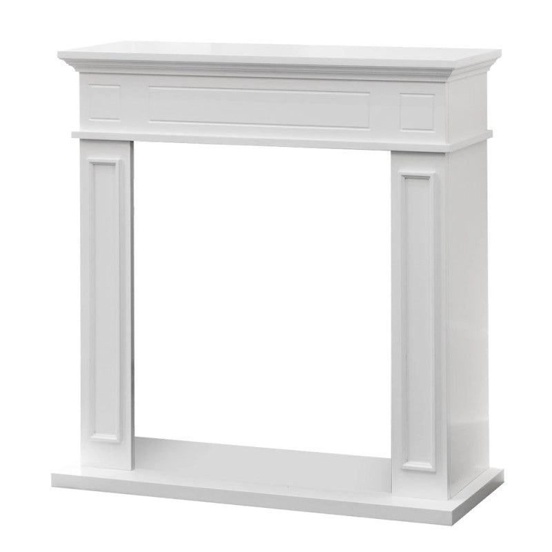 Cornice per camino rivestimento in legno L89,5xH90,5xP28 Jefferson Bianco