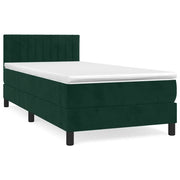 Letto singolo | Letto per adulti | Giroletto a Molle con Materasso Verde Scuro 100x200 cm Velluto