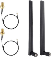 Carta di rete M.2 NGFF wireless con 2 cavi - 2 pezzi - con antenne SMA vergilate 2x5 dBi per 9560NGW 9260AC 7265AC BCM94360.