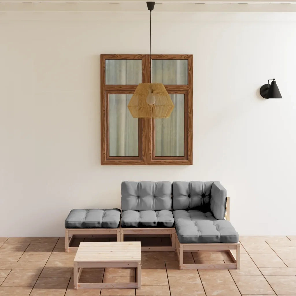 Set Divani da Giardino 5 pz con Cuscini Legno Massello di Pino cod mxl 42782