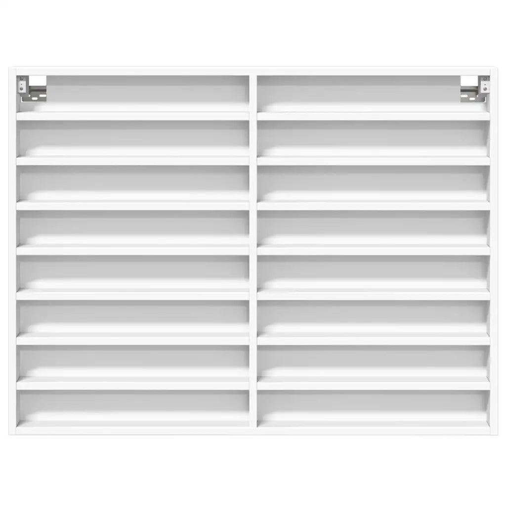 Vetrina con ante in vetro e pratico vano contenitore stile minimalista dimensioni interne 100 x 8,5 x 75 cm realizzata in legno composito bianco 02_0049514