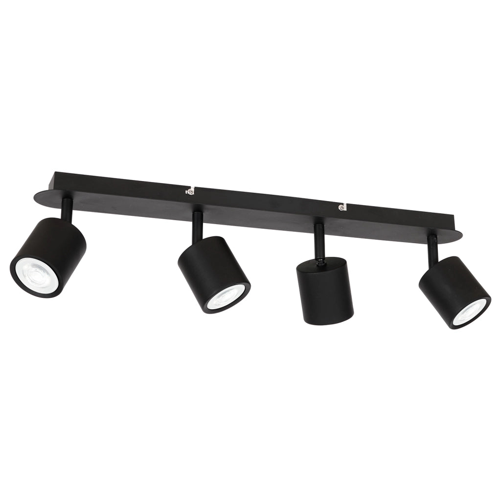 Plafoniera barra 4 spot orientabili nera GU10 8W Demia
