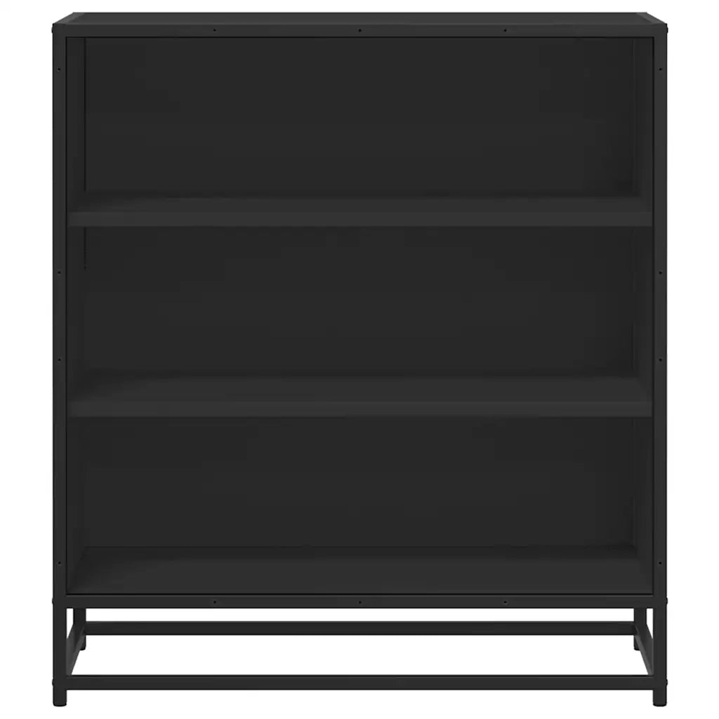 Credenza Rovere Nera 68x35x76 cm in Truciolato e Metallo 848974
