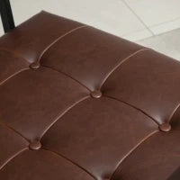Poltrona Imbottita Stile Industriale Trapuntata a Bottoni, Arredamento Moderno Poltroncina da Ingresso in Metallo e PU, 75x81x78cm Marrone