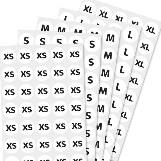 Etichette Stickers per Abbigliamento - 20mm - 2000 Unità - Bianche - Etichette per Abbigliamento - Adesive - 5 Dimensioni - Adatti per Abiti