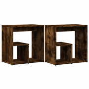 Tavolini 2 pz | Tavolo laterale rovere fumo 50x30x50 cm in Legno Multistrato