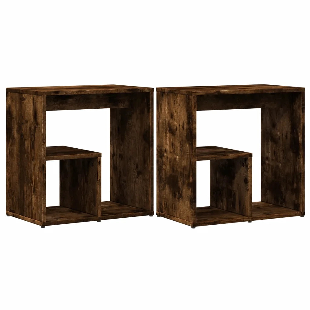 Tavolini 2 pz | Tavolo laterale rovere fumo 50x30x50 cm in Legno Multistrato