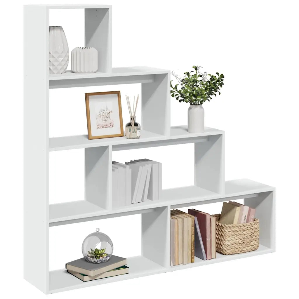 Libreria Divisorio 4 Ripiani-Scaffale per Libri-Mobile di Stoccaggio Bianca 143,5x29x143,5cm Truciolato