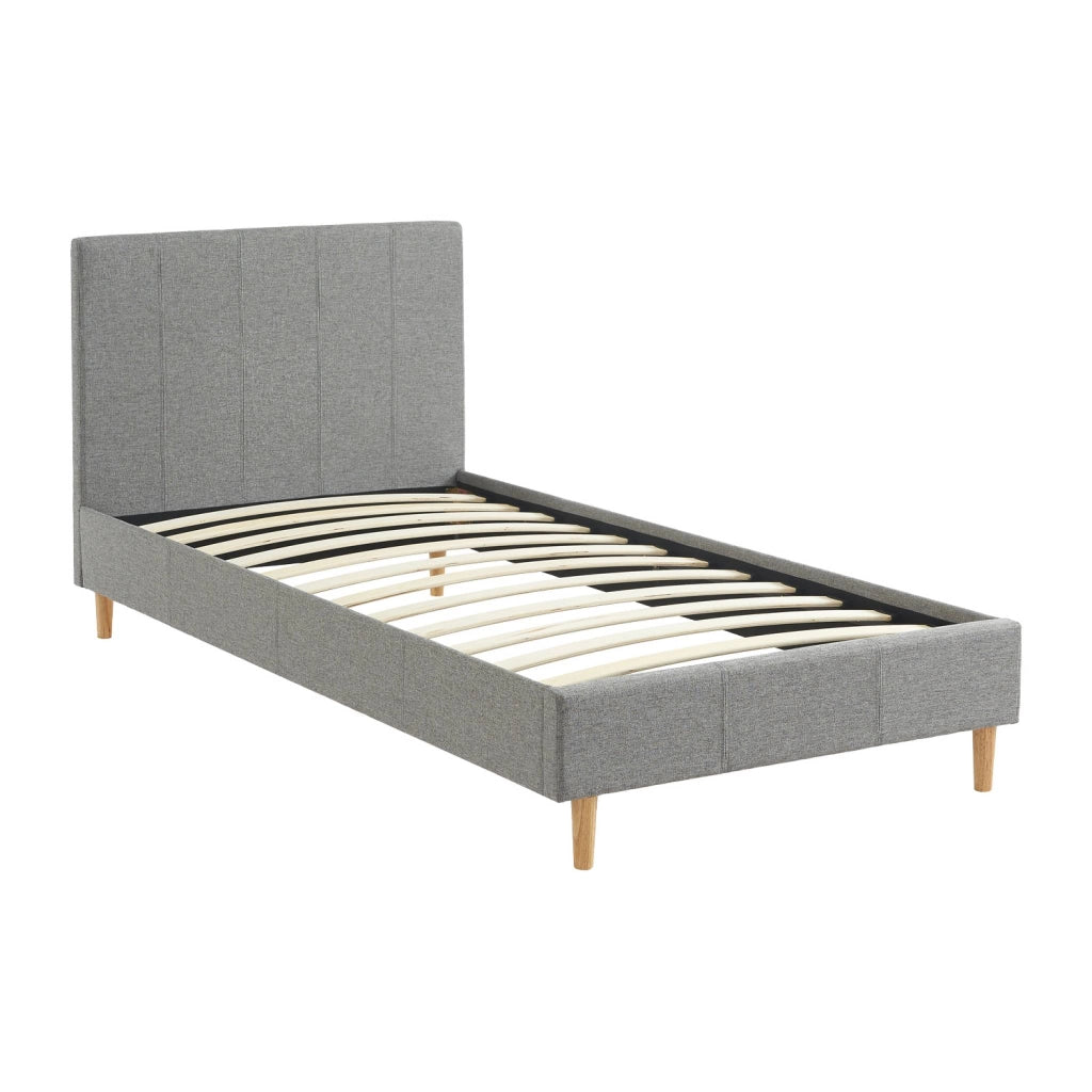 Struttura letto con rete a doghe e testiera 90x190cm, tessuto